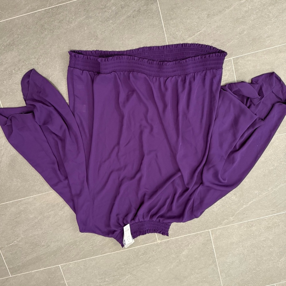 New York & Company Purple Blouse with Mandarin Collar and Relaxed Fit - Picture 7 of 7